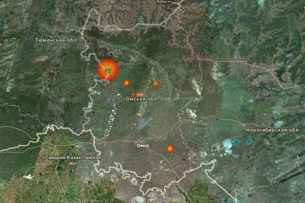 Пожары в омской области карта онлайн